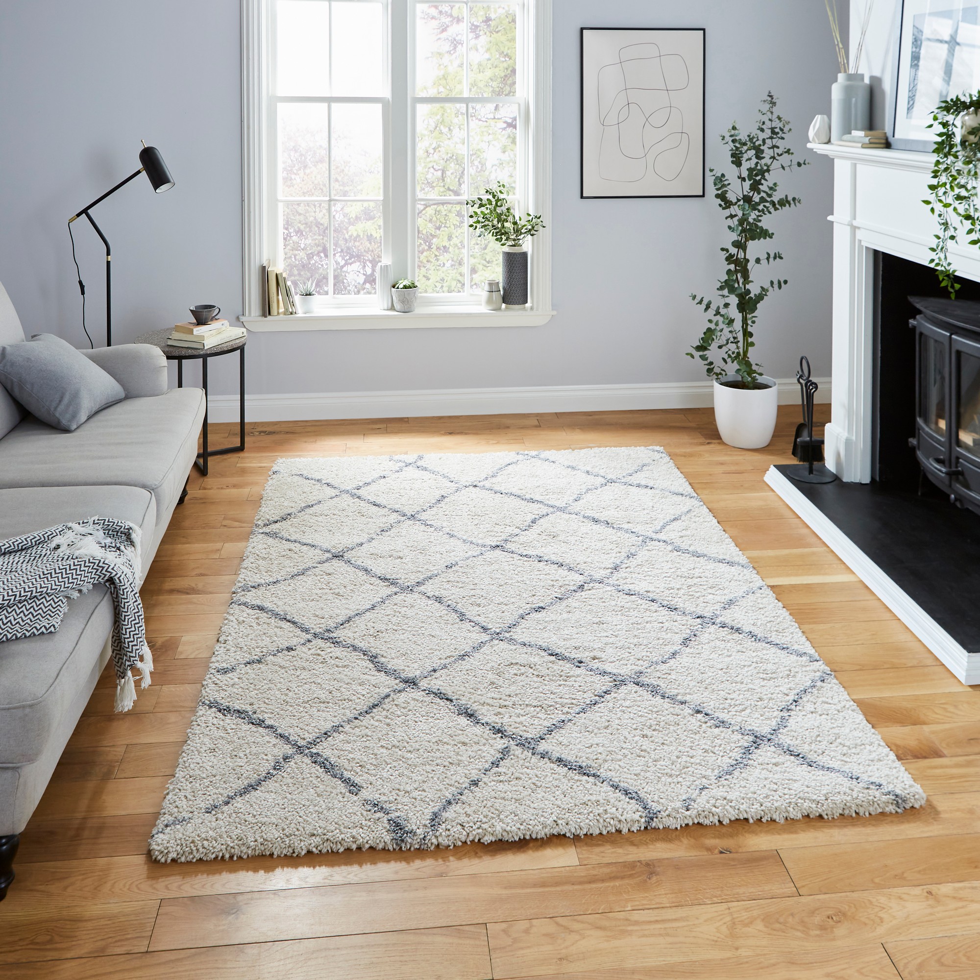 Scandi Berber G257 Shaggy Boho Rugs In Cream Grey